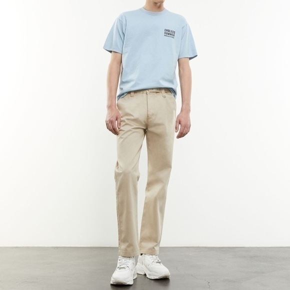 The Kooples BEIGE COTTON PANTS WITH INTEGRATED BELT - Picture 1 of 12